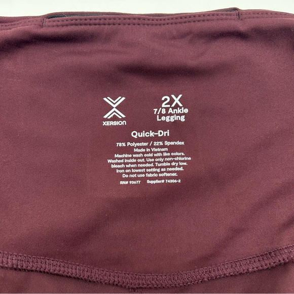 Xersion Women's Plus Size Burgundy High 7/8 Ankle Leggings 0X 2X 3X - Picture 8 of 11